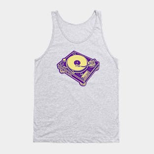 Turntable (Flavescent Lines + Rebecca Purple Drop Shadow) Analog / Music Tank Top